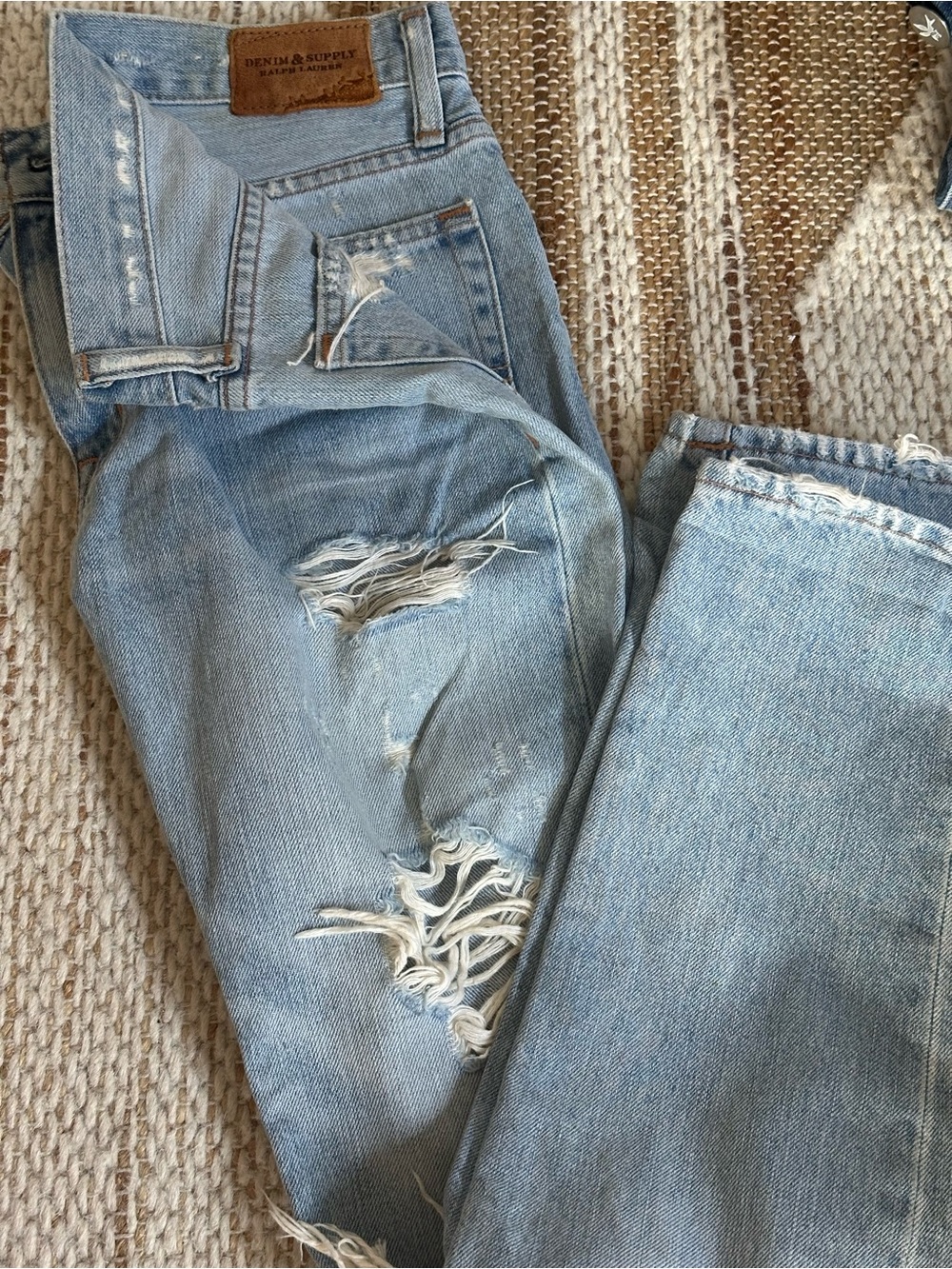 Ralph Lauren Light Blue Distressed Boyfriends Women’s Jeans - size 24